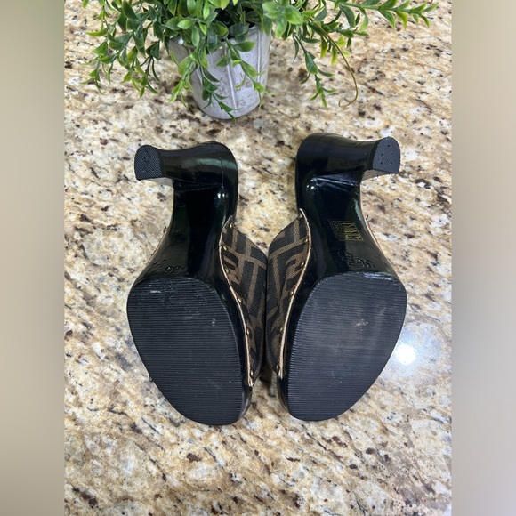 FENDI Zucca Wooden Clogs w/ Gold Studs Sandals 36 - Picture 8 of 10